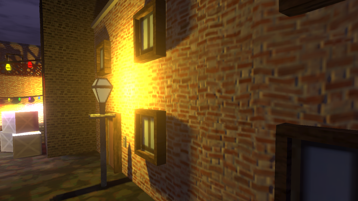 A brick wall with PSX-styled shader, featuring added normal maps.