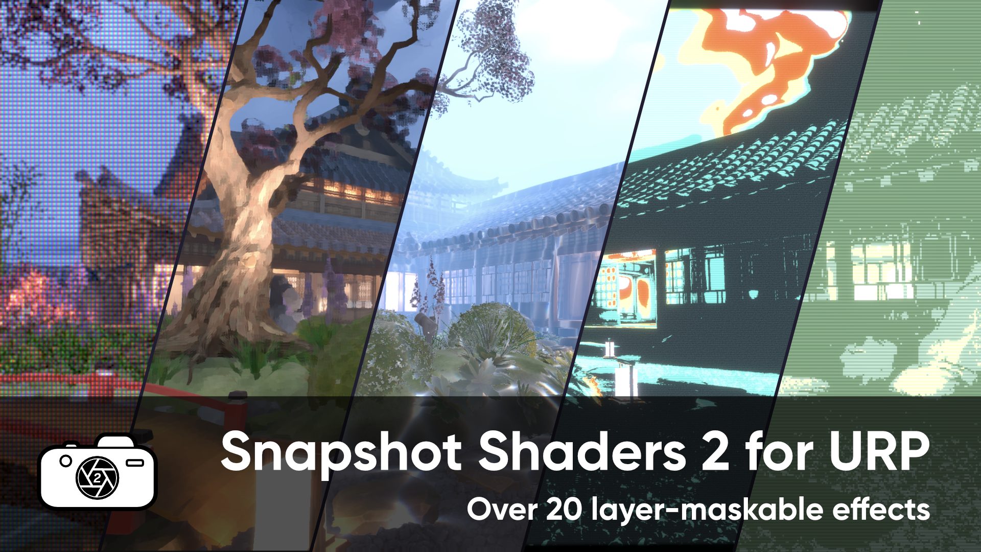 An image displaying a handful of effects from Snapshot Shaders 2.