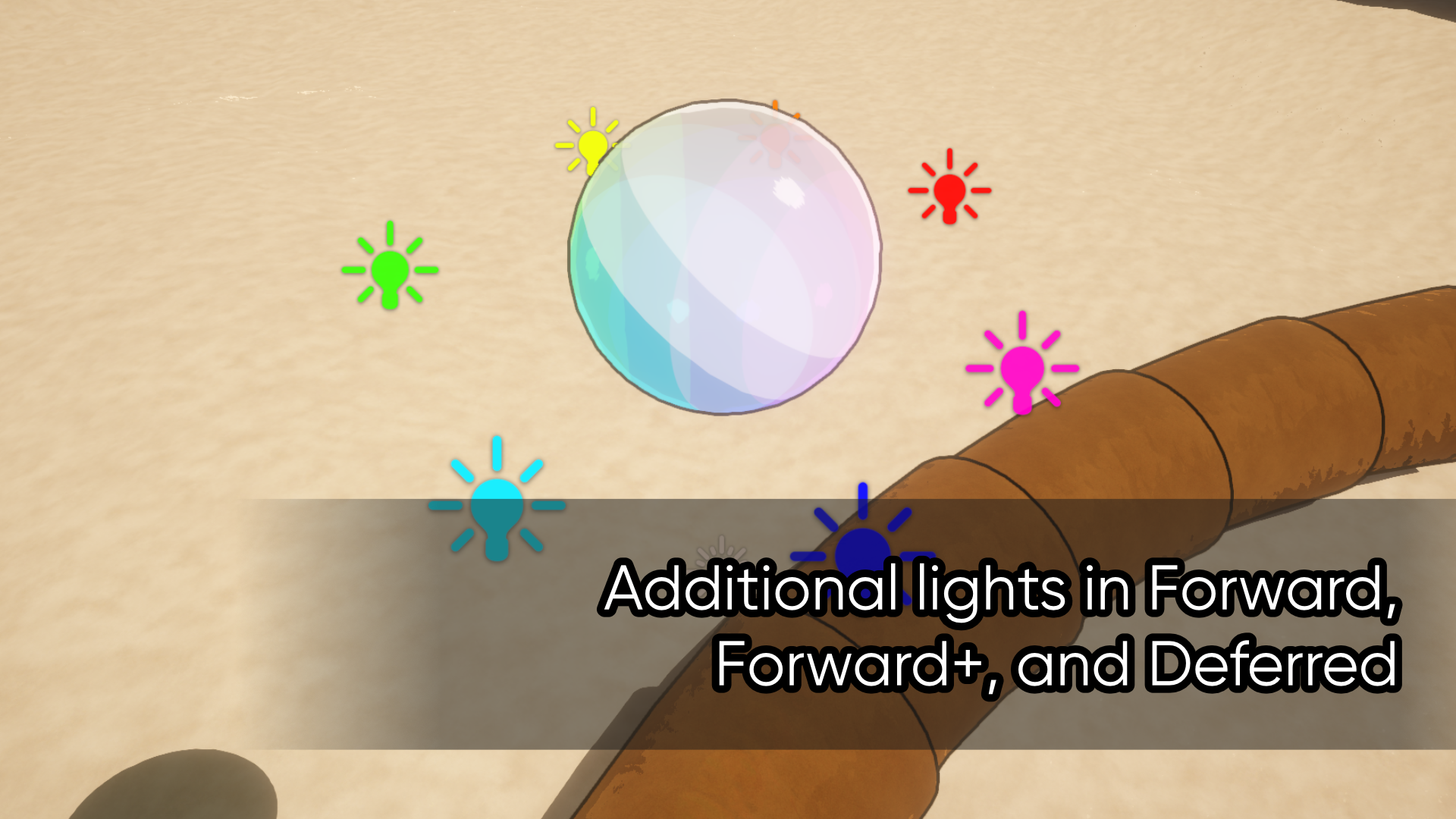 A mesh displaying the additional light support and diffuse lighting ramps in Toon Shaders Pro.