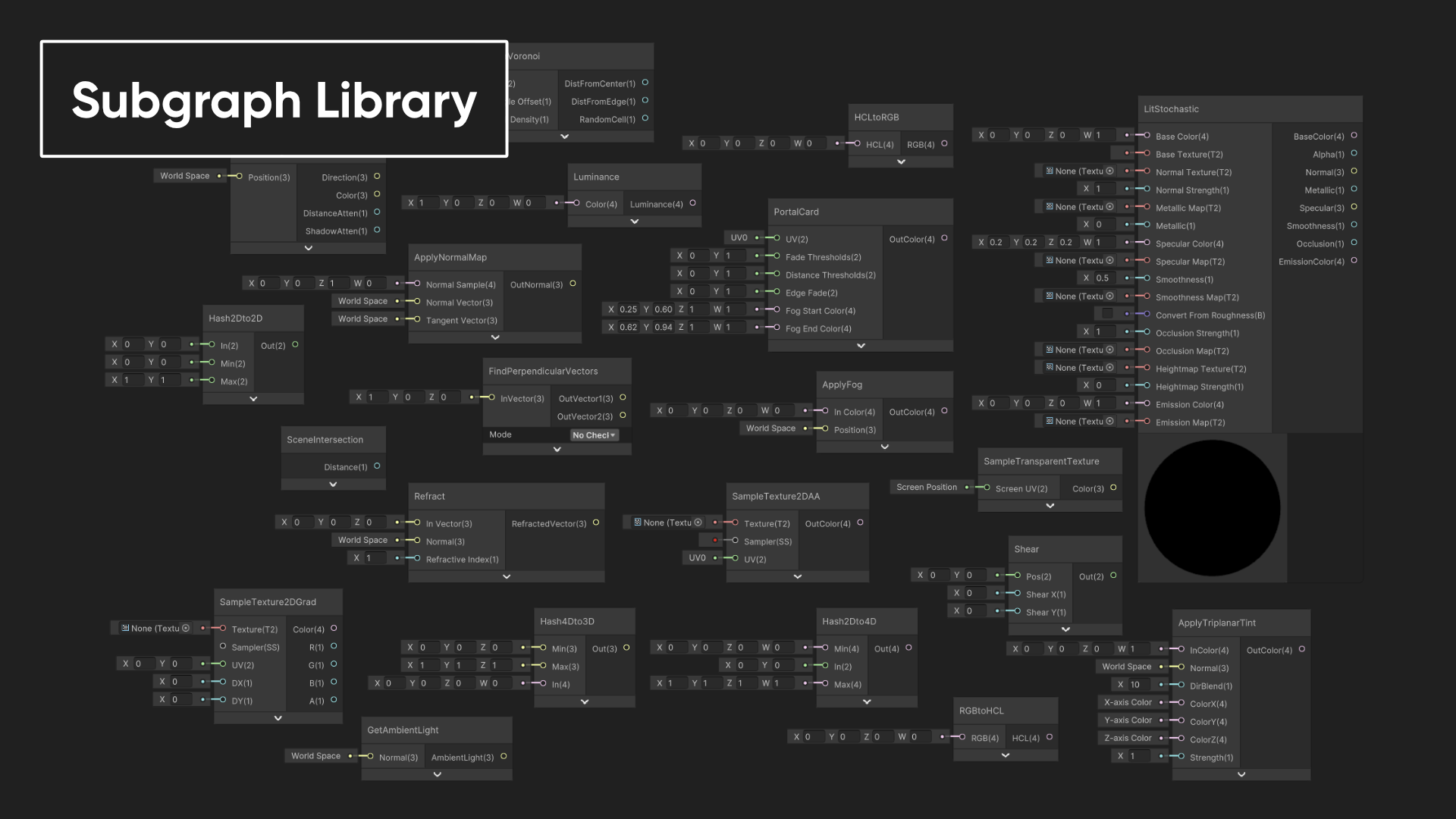 A collection of some of the subgraphs in the asset pack.