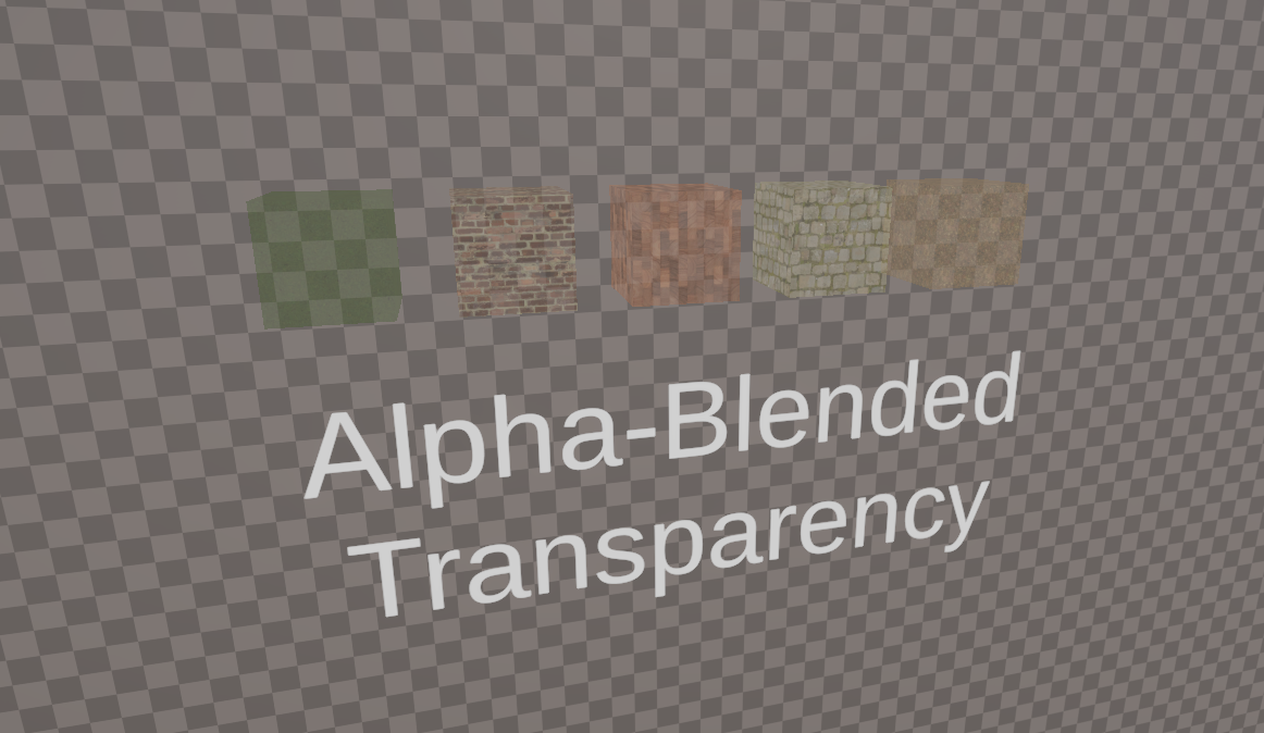 Cubes using an alpha-blended transparency shader. Cubes using an alpha-blended transparency shader.