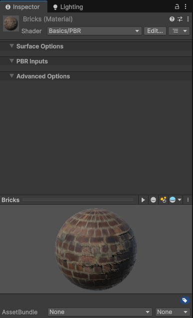 The default GUI for the URP Lit shader.