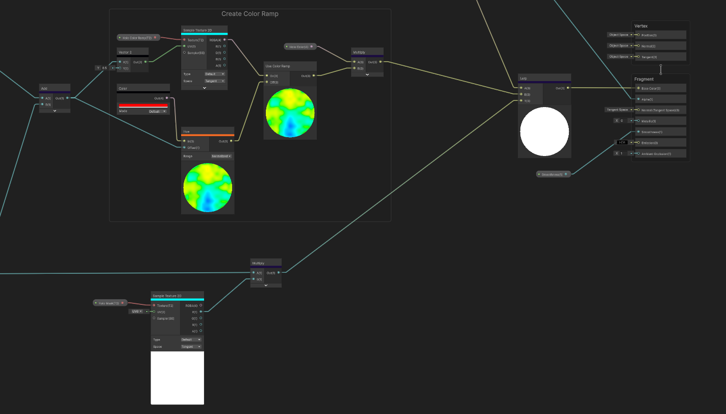 Choosing between base color and rainbow hue based on Holo Mask.