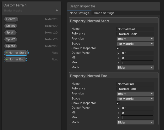 Properties for normal-based rock layering.